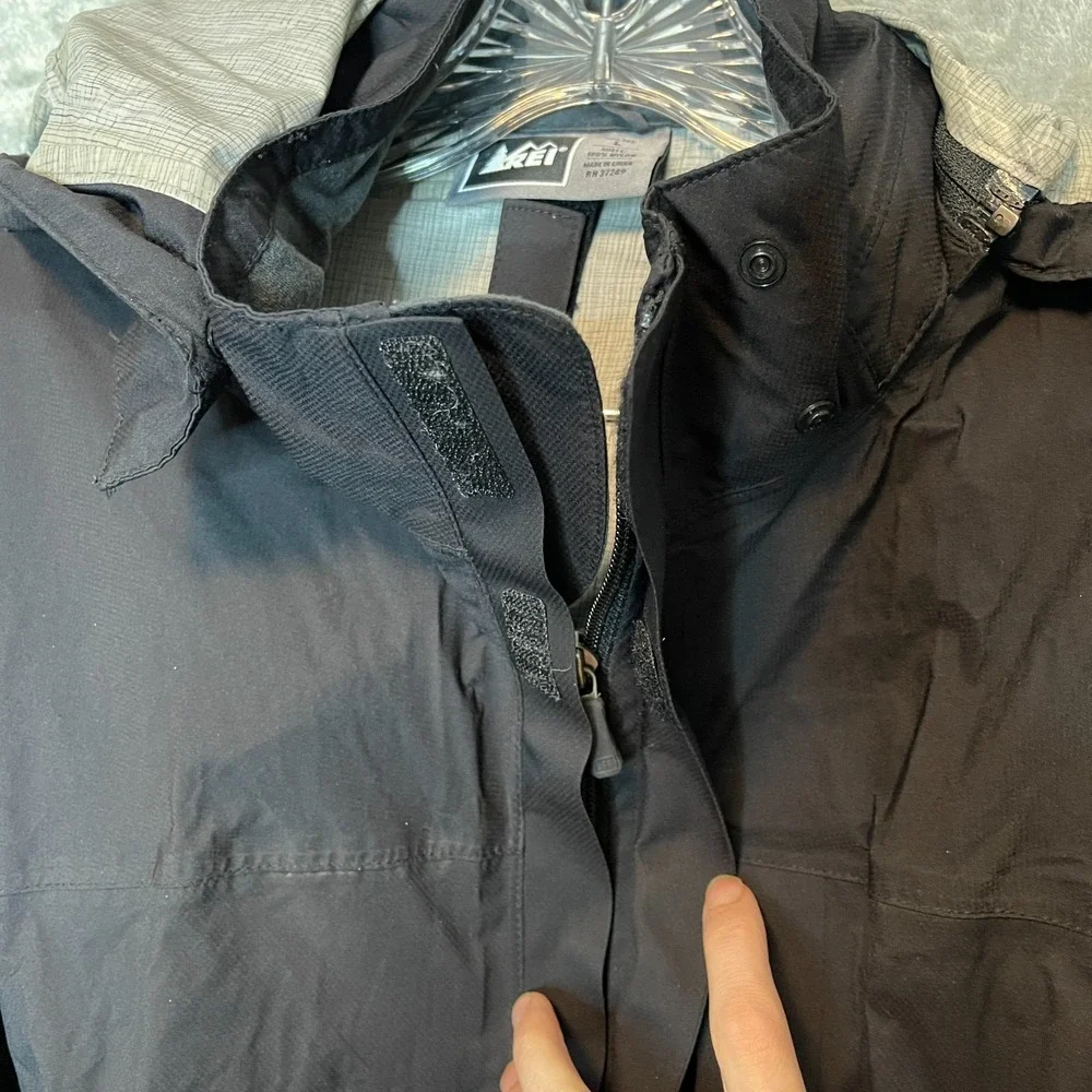 REI Elements E1 Rain Shell Jacket Mens L Full Zip Hooded Waterproof Outdoor